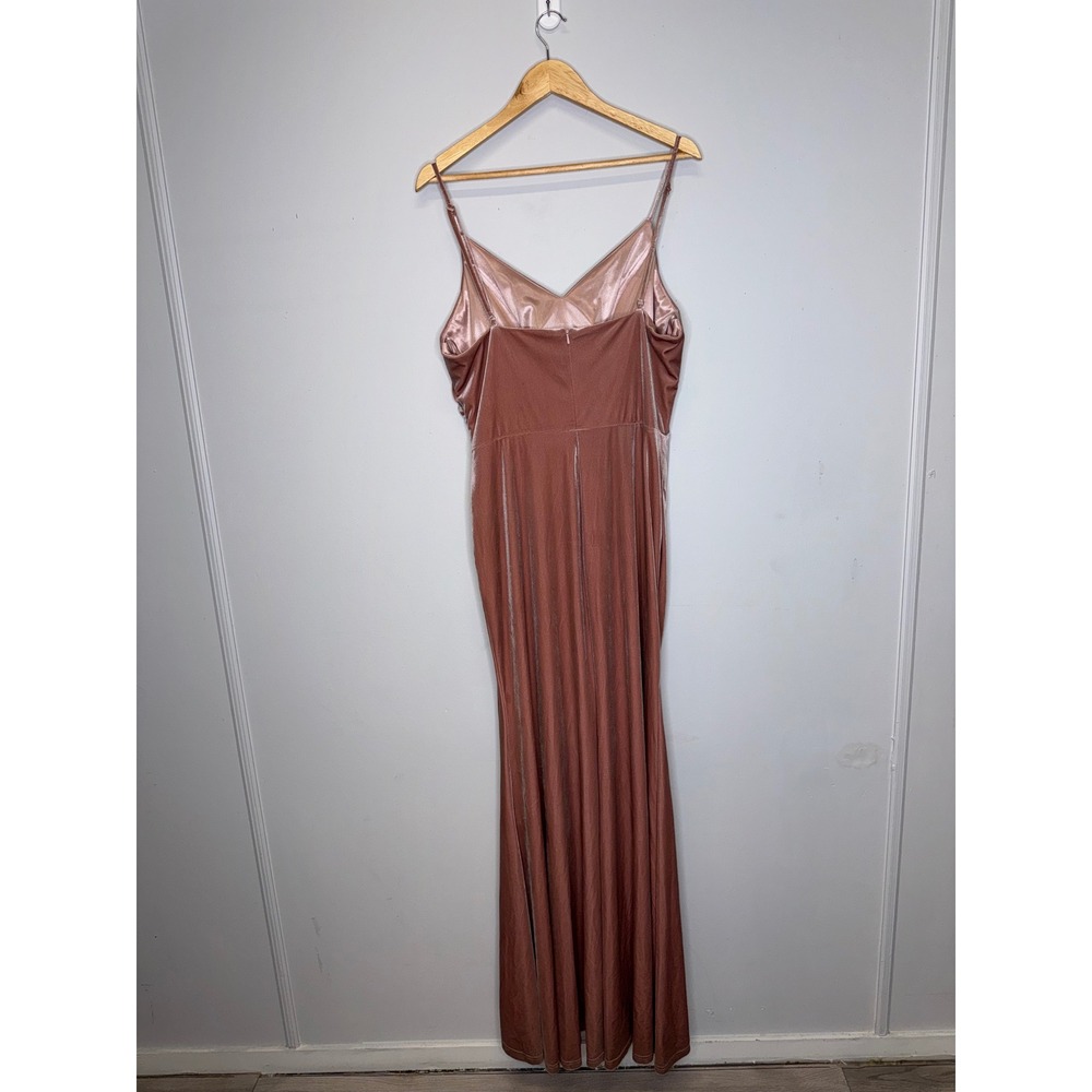 Revelry Blush Dusty Rose Velvet Draped Gown Rory Dress Size 14 - Picture 9 of 14
